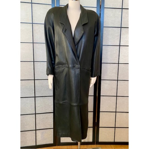 Cassidy Vintage 80's Leather Tapered Trench Coat - Small - Picture 2 of 16